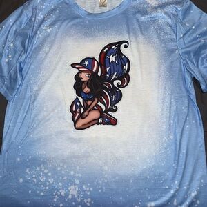 Blue/White Tie Dye Puerto Rican Graphic T-Shirt